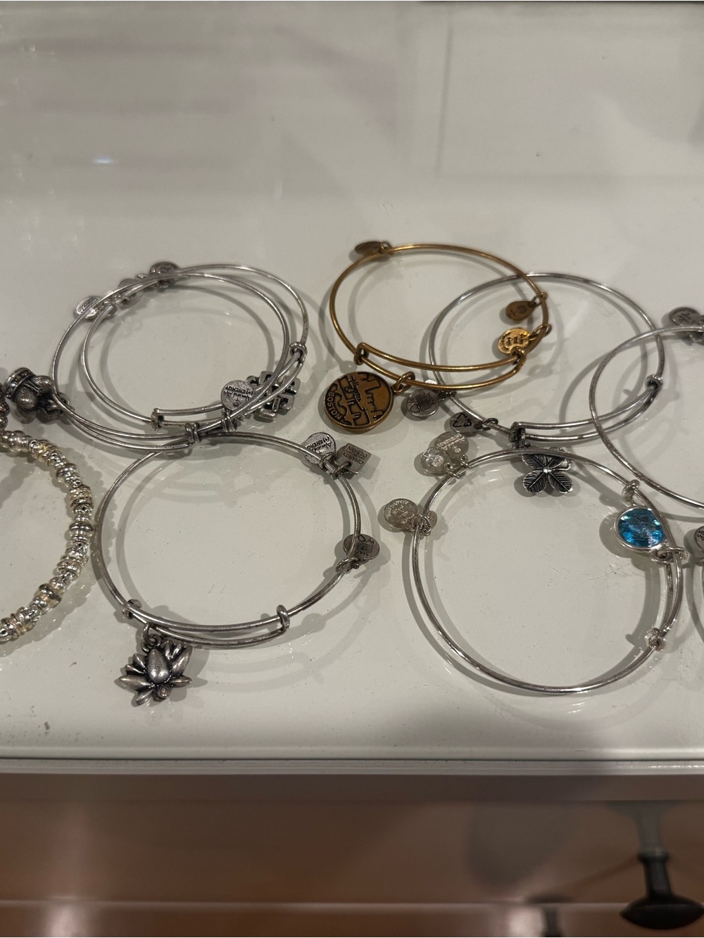 Alex and Ani braceletSilver and Gold Charm Bangle Bracelet Set - Women's Jewelry